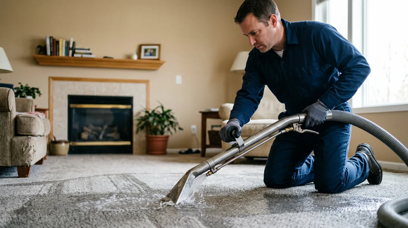 Water damage restoration technician working near Roberts, ID